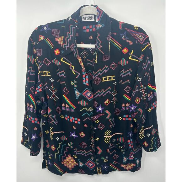 Chico's Tops - Chico's Vintage Bohemian Mixed Media Art to Wear All Over Print Top Size 2/L